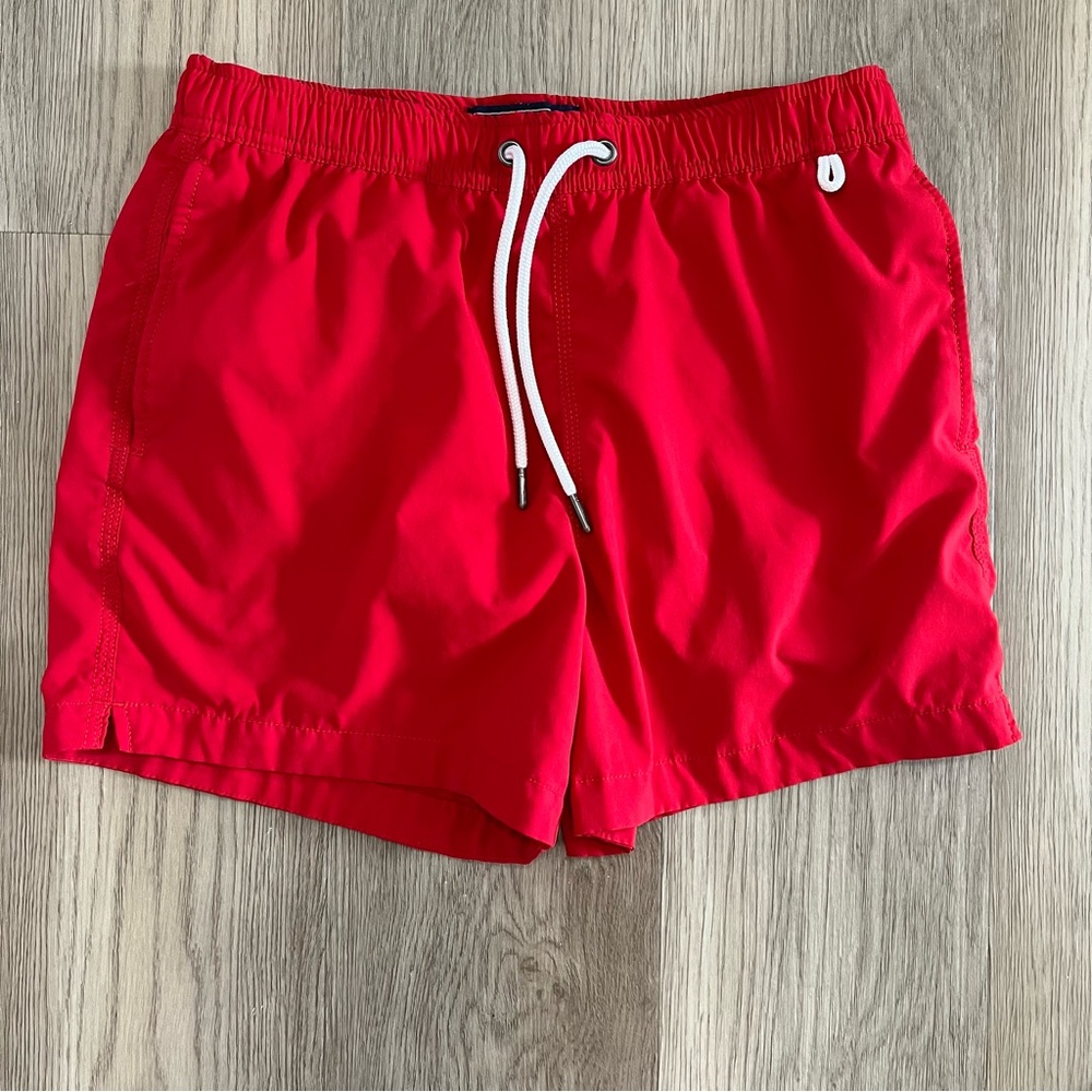 Abercrombie & Fitch Men’s Red Stretch Swim Trunks - Small
